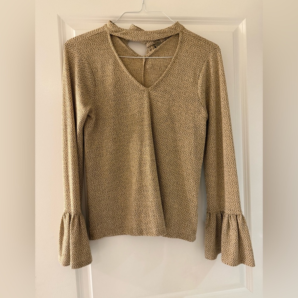 Emmer & oat bell sleeve blouse neck tie